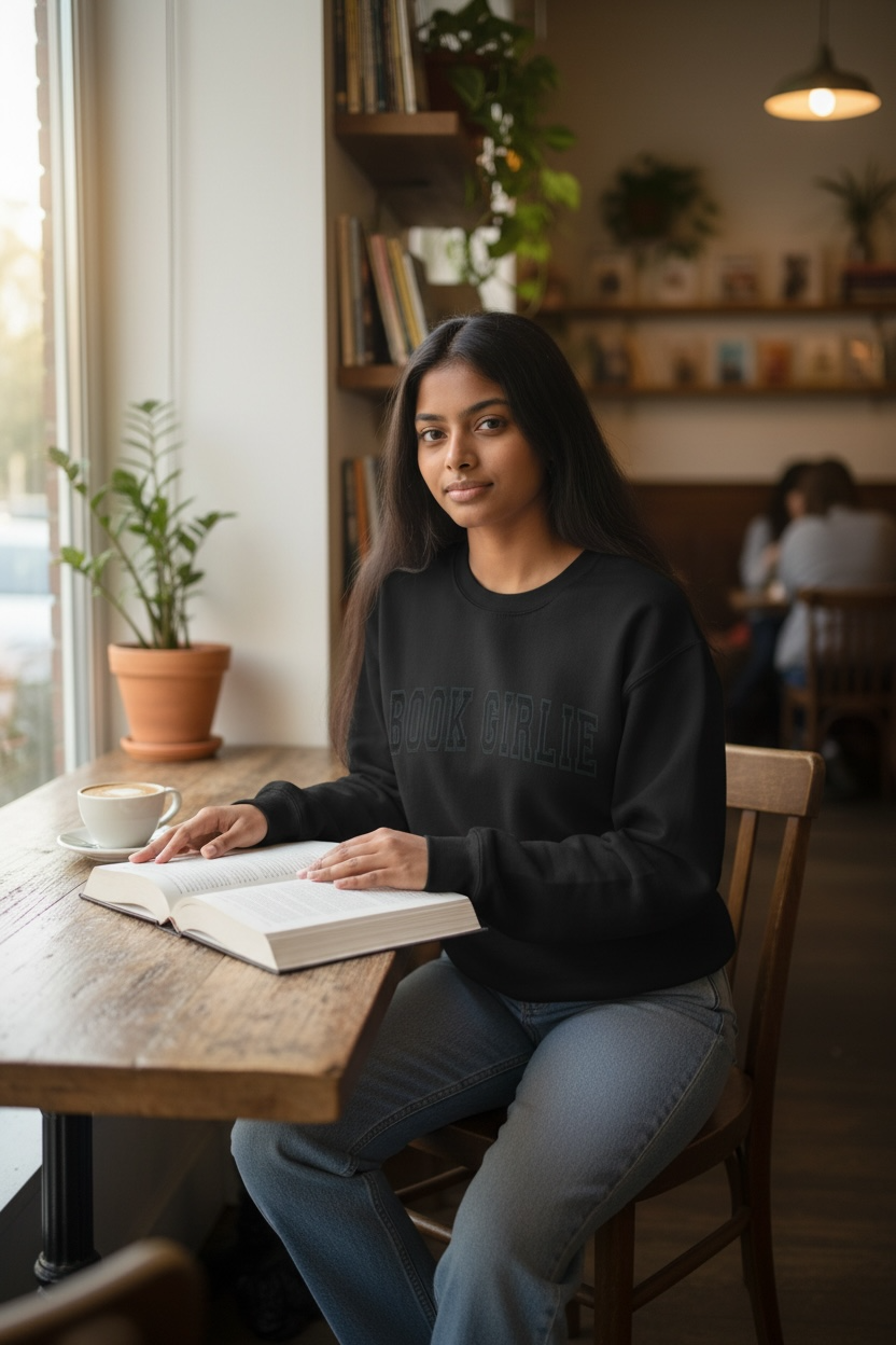 Book Girlie Puff Print Sweatshirt