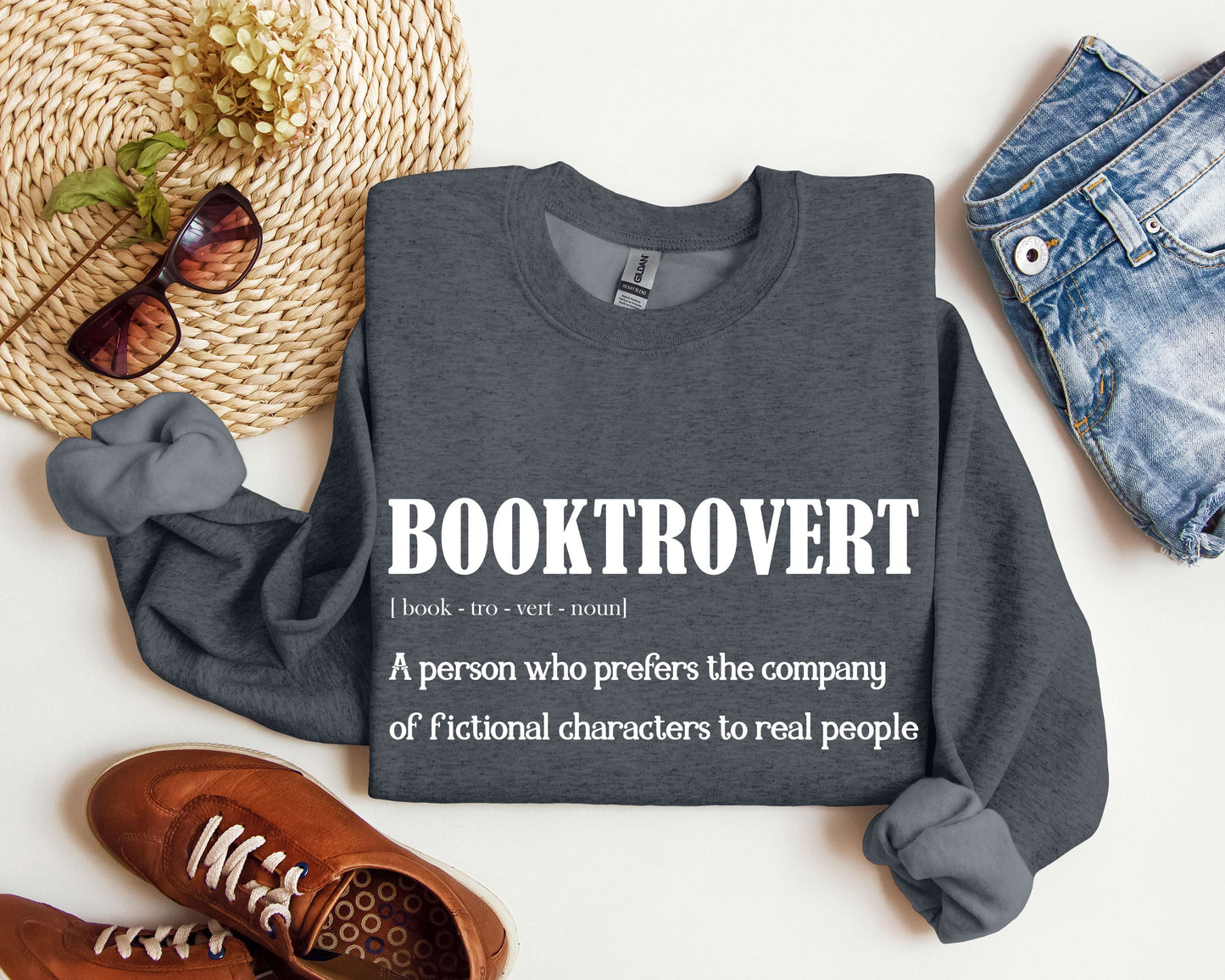 Booktrovert Funny Sweatshirt, Sarcastic College Sweatshirt