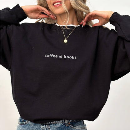 Coffee & Books Embroidered Sweatshirt