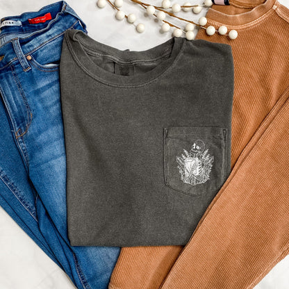 Skeleton Book Halloween Pocket Comfort Colors Tshirt